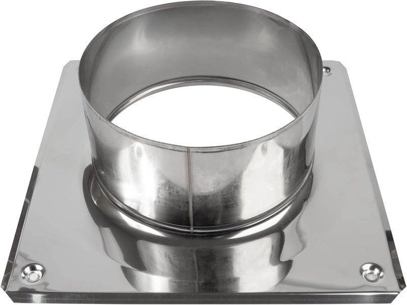 Vent Systems 8" Inch Stainless Steel Chimney Top Plate – Heavy-Duty Square to Round Roof Flue Base Mount with Collar – Weather-Resistant Steel Cap Cover Flange for Fireplace, Stove and Furnace - Image 1